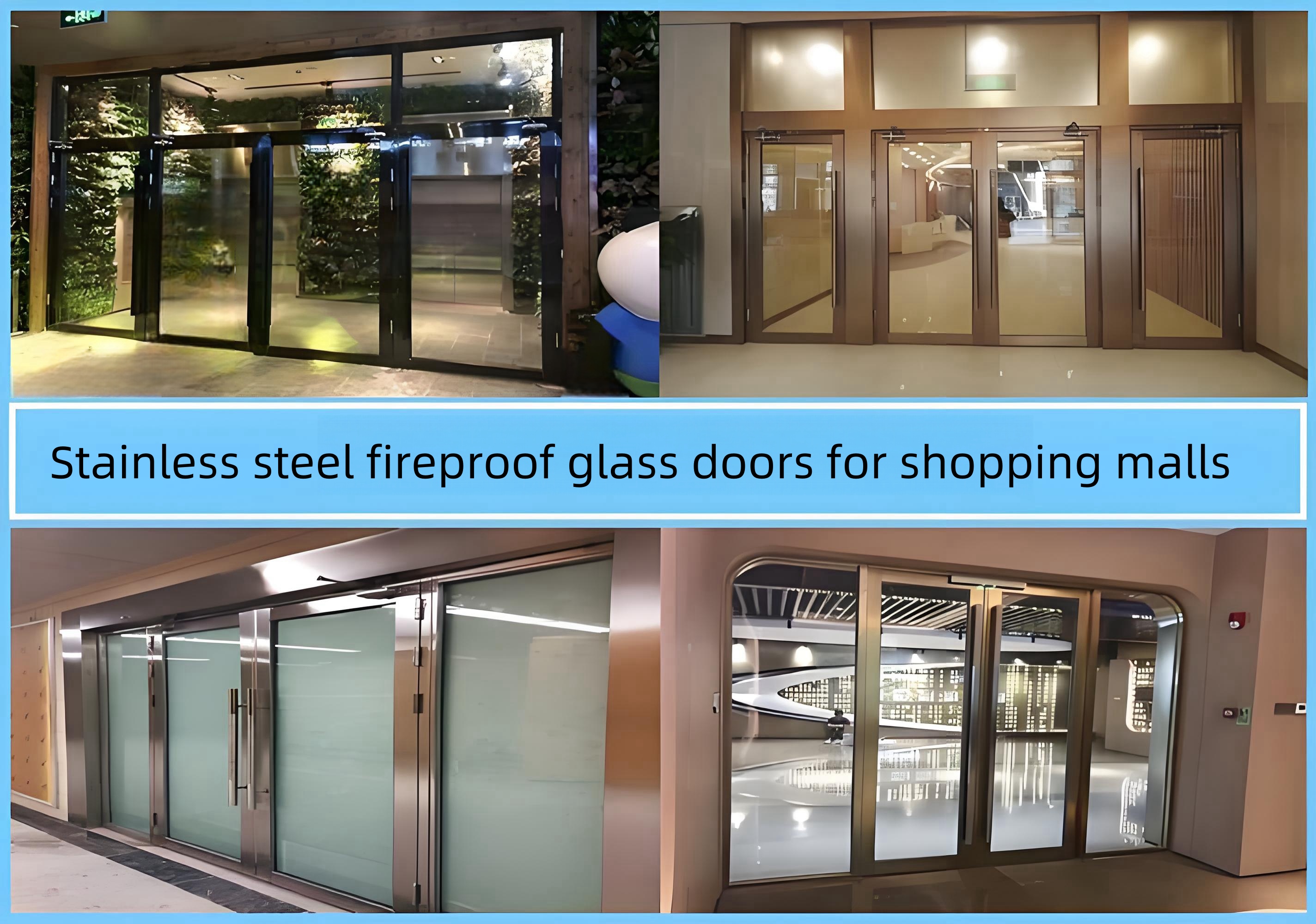 Стеклянная противопожарная дверь из нержавеющей стали