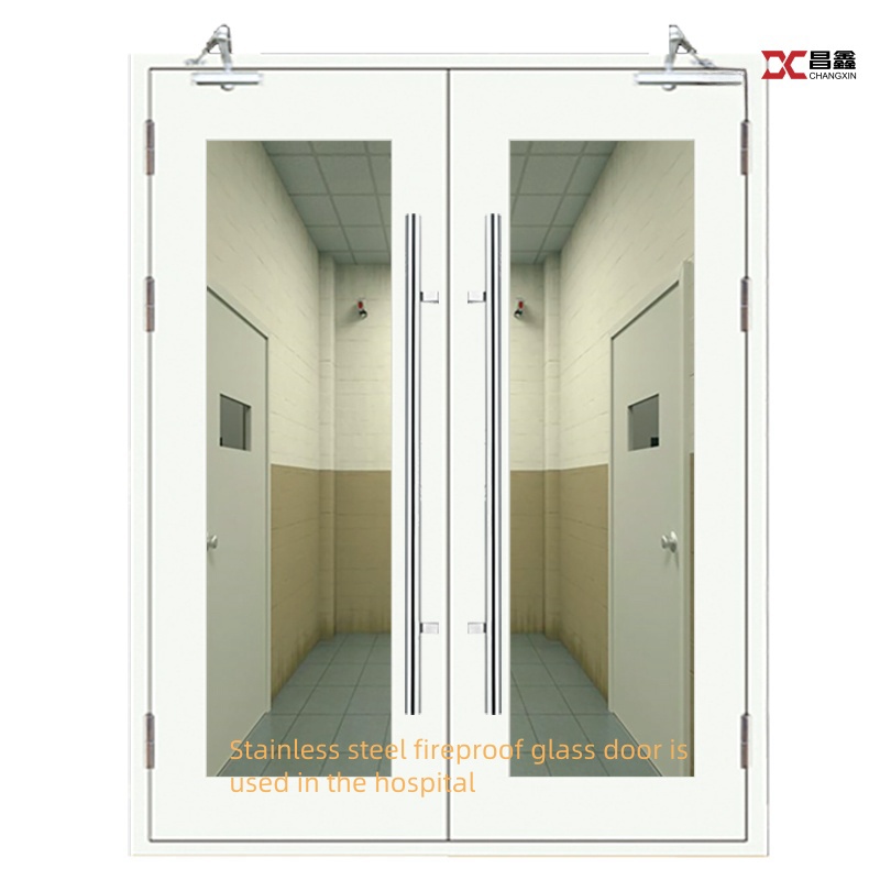 Стеклянная противопожарная дверь из нержавеющей стали