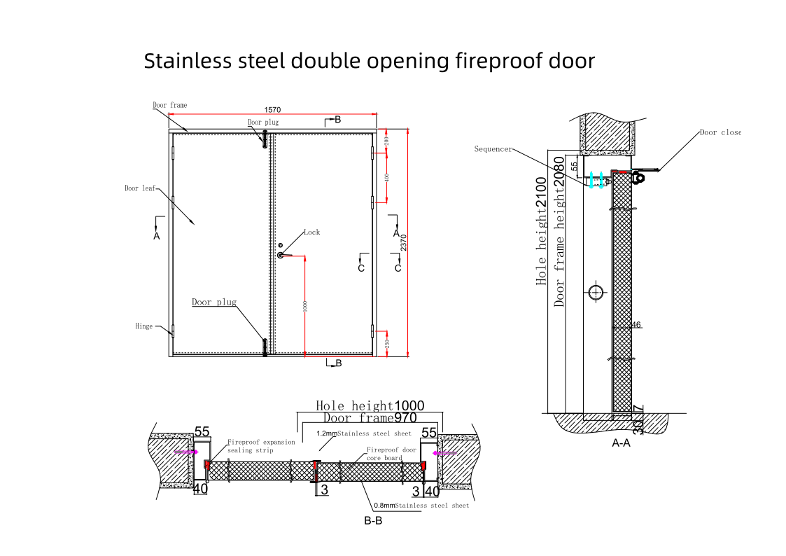 Противопожарная дверь из нержавеющей стали