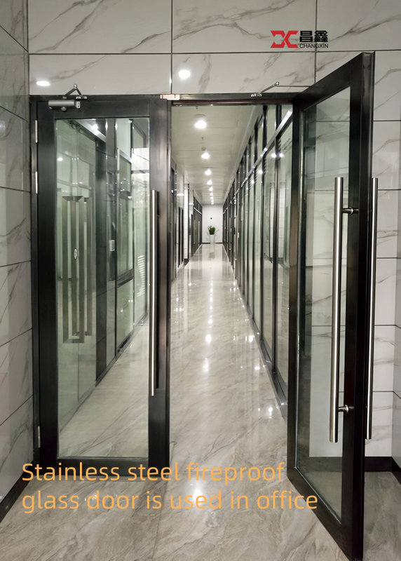 Стеклянная противопожарная дверь из нержавеющей стали