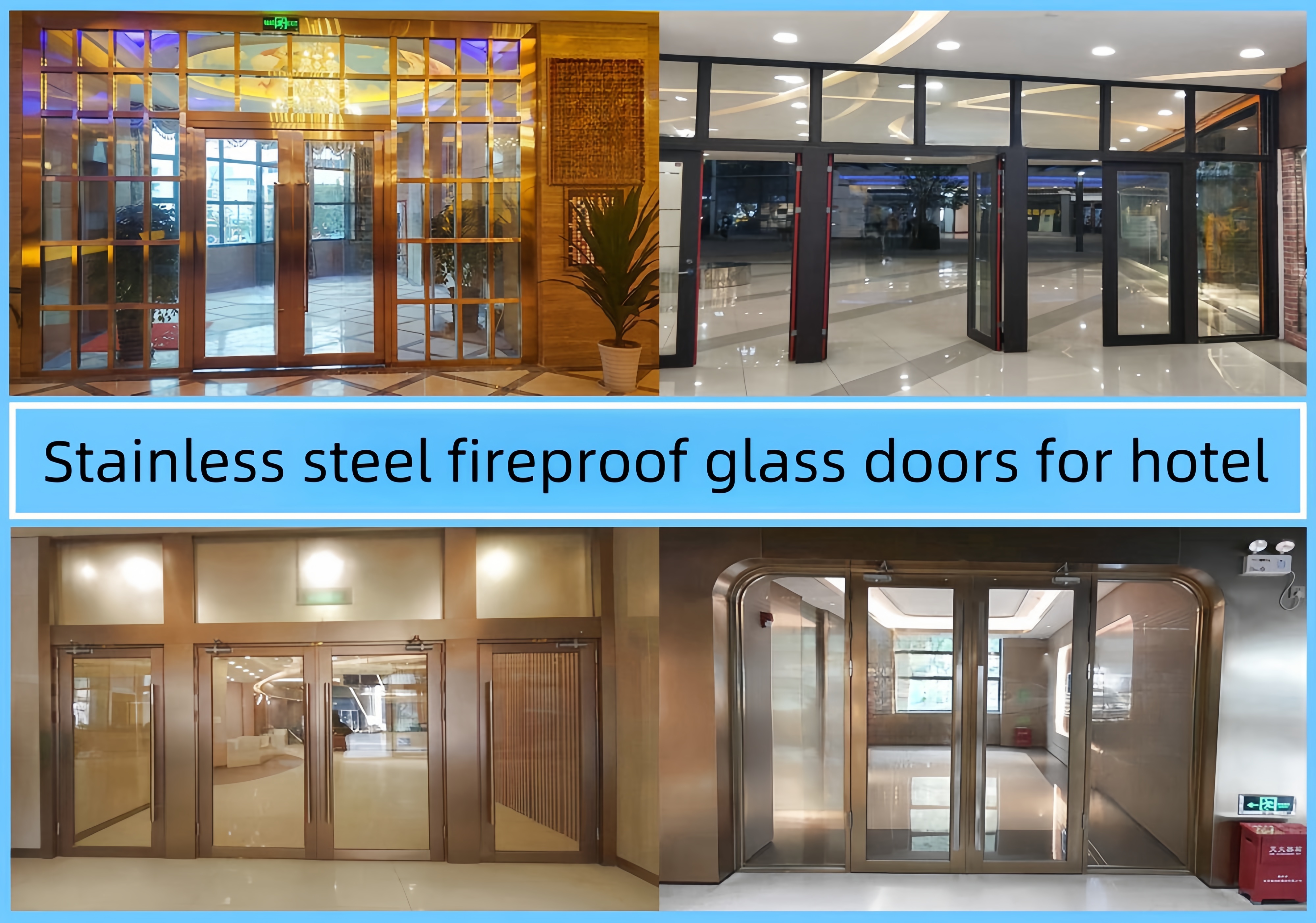 Стеклянная противопожарная дверь из нержавеющей стали